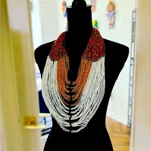 Hand beaded statement necklace.